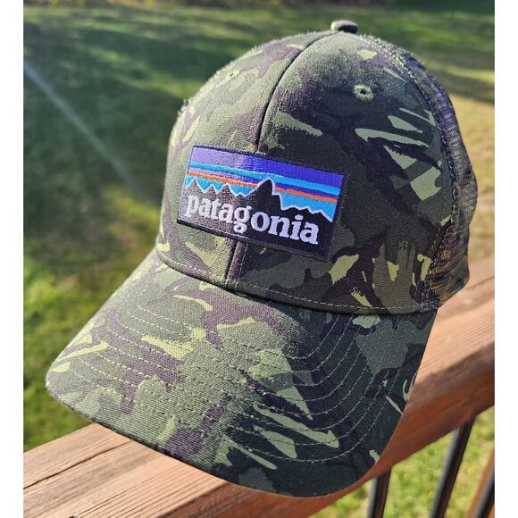 Patagonia Camo Trucker Hat Green SnapBack Men’s Cap Mesh - Picture 1 of 7
